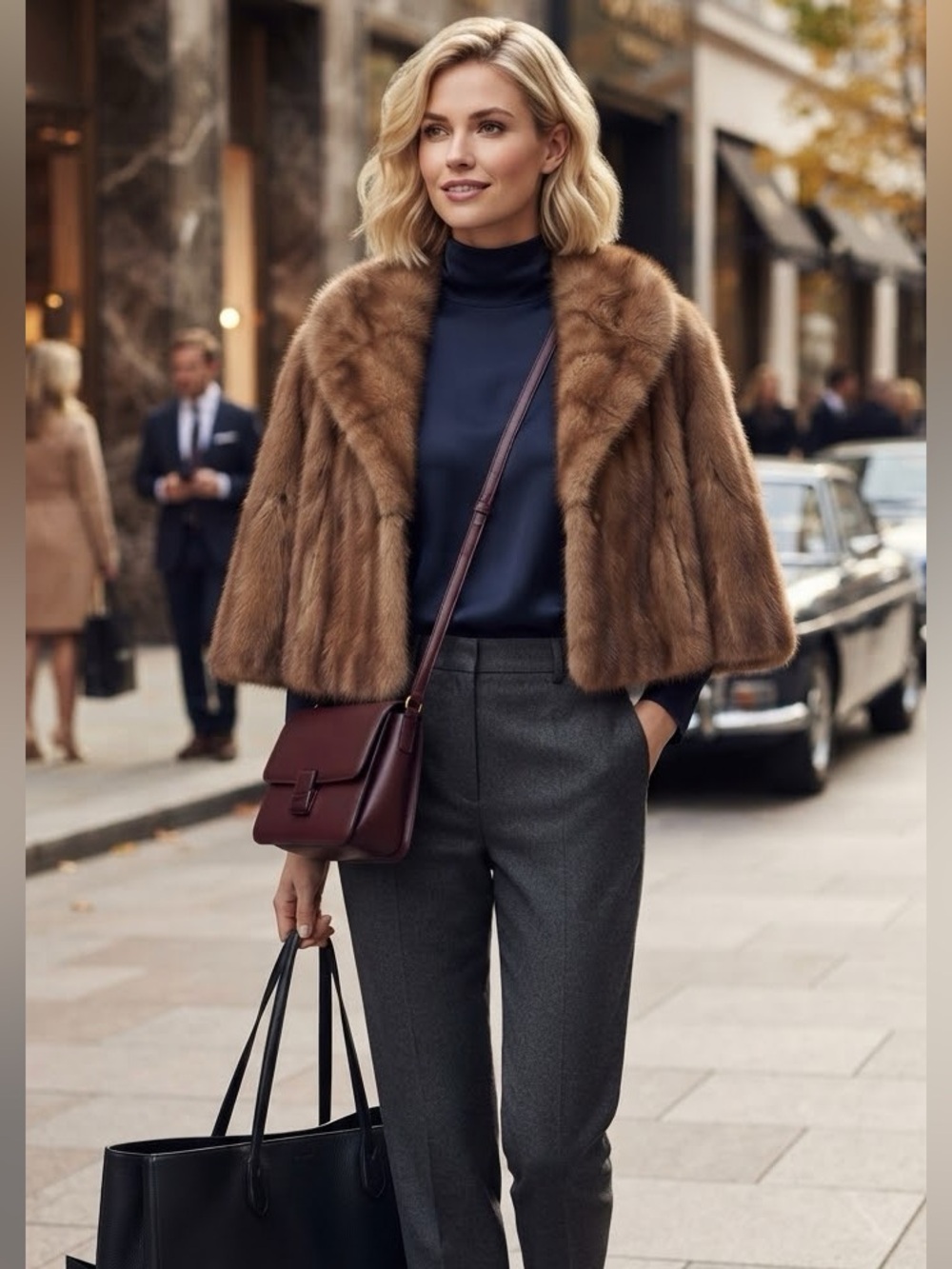 Vintage Women's Brown Fur Cape โ Luxe Evening Wrap